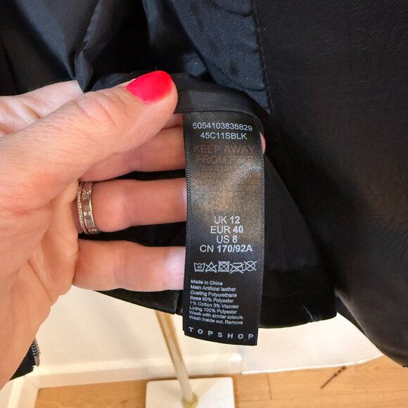 Topshop Size 8 Faux Leather Jacket - Picture 3 of 4